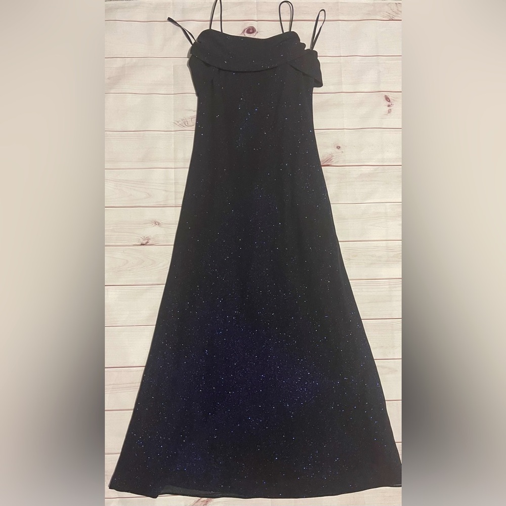 Formal black dress with beautiful blue glitter size 14